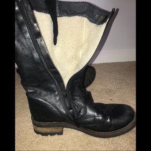 Aldo Shearling Leather Moto Boots